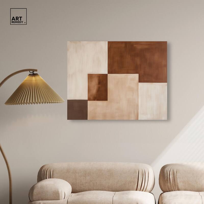 Cream and Brown Panels III Canvas by Art Remedy, Gallery Wrapped