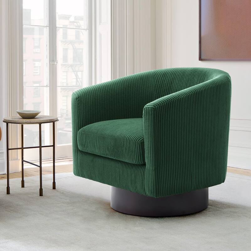 Modern Upholstered Barrel Chair Swivel Accent Chair for Living Room