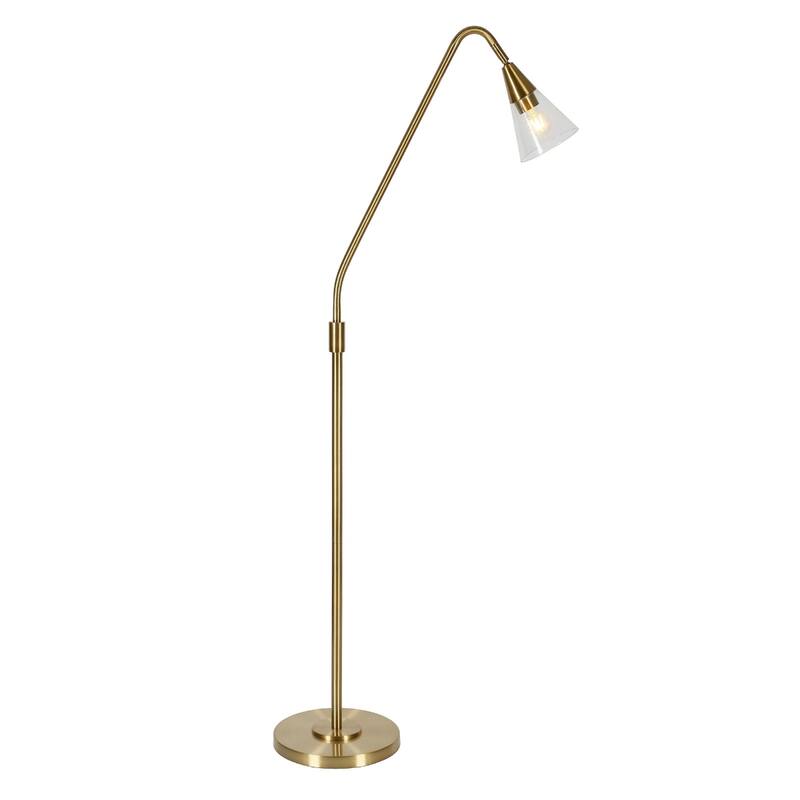 65” Tall Modern Clear Glass Shade Floor Lamp with Dome Shade and Metal Base Plug-In for Living Room - 65" H x 12" W x 29" D