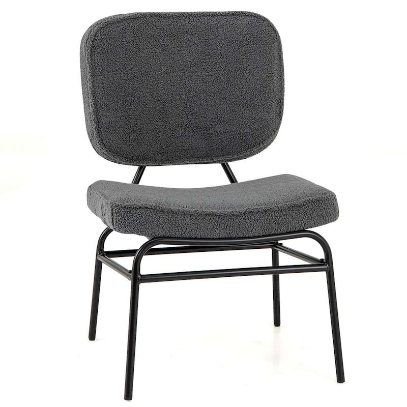 Modern Armless Accent Chair Sherpa Reading Chair w/ Metal Frame - 1pcs - Gray