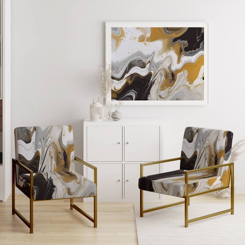 Designart "Segment Layers of Marbled Rock" Upholstered Fractals Accent Chair and Arm Chair