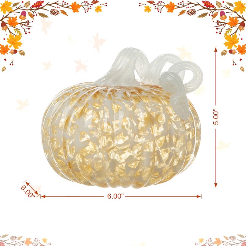 Glitzhome Fall Harvest Amber Dots Glass Pumpkin Thanksgiving Decorating