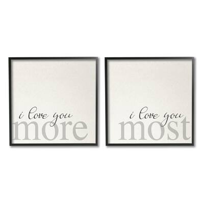 Stupell I Love You More Most Romantic Sentiment Typography 2 Piece Framed Wall Art, Design by Daphne Polselli