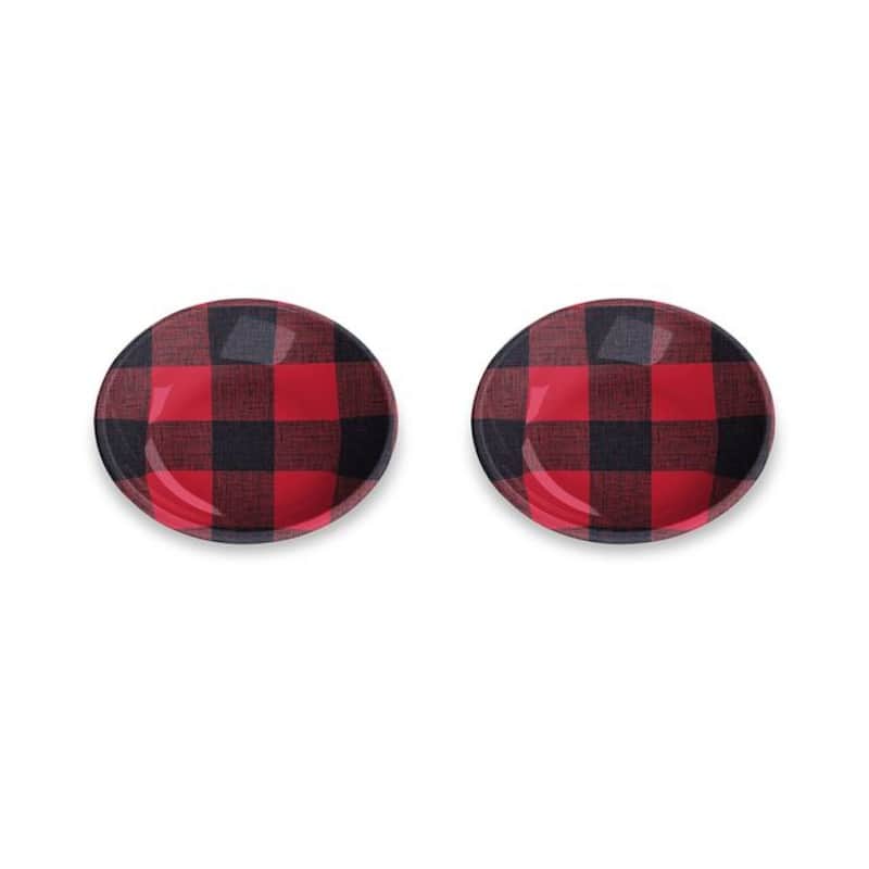 Abode Homewares Check Melamine Pet Saucer - 0.75 Cups - Red - Set of 2 - Red
