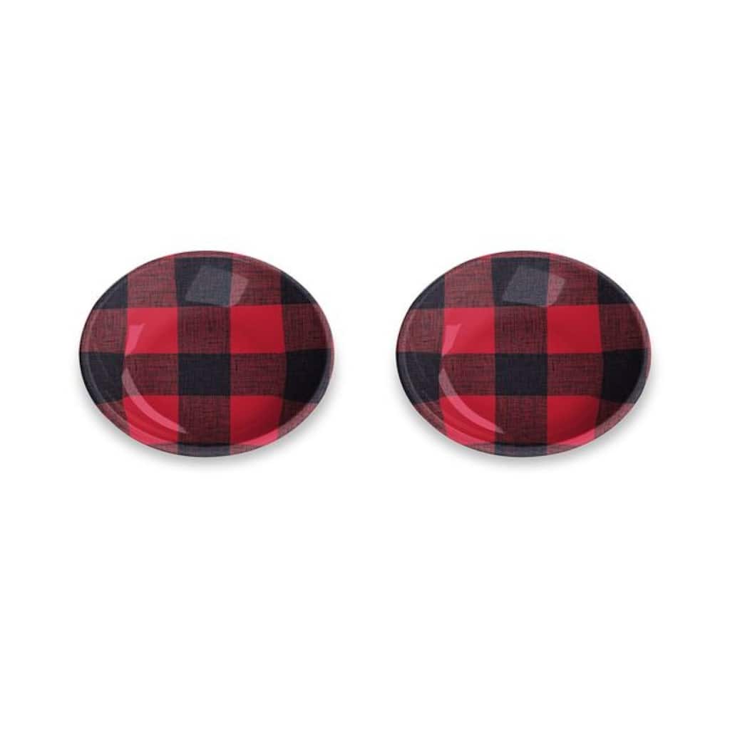 Abode Homewares Check Melamine Pet Saucer - 0.75 Cups - Red - Set of 2