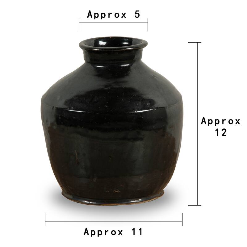 Artissance 12"H Vintage Rice Wine Pot Black Glazed