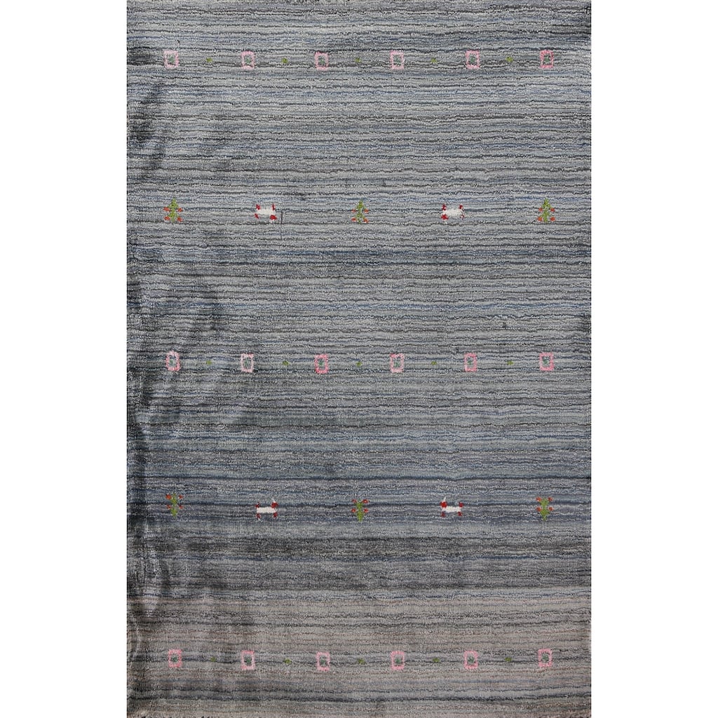 Hand Knotted Oriental 100% Wool Carpet Tribal Tribal Multi-Colored Gabbeh Area Rug - 4' 10'' X 3' 0''