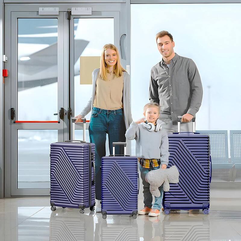 SUGIFT 3 Piece Luggage Sets Hard Shell Luggage Sets with Spinner Wheels TSA Lock, 20in/24in/28in, Dark Blue