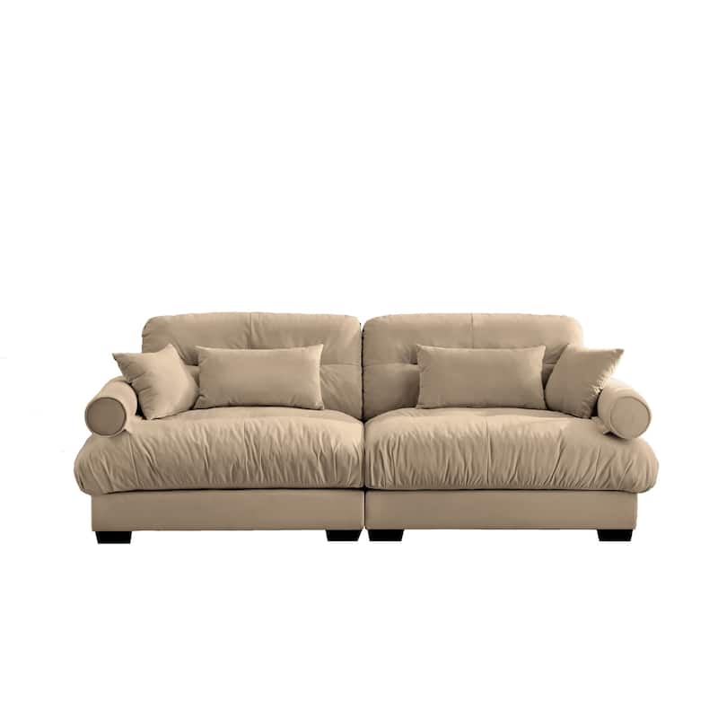 Modern Sectional Couch Comfortable Upholstered Sofa Set with Lumbar Pillow and Throw Pillow for Living Room