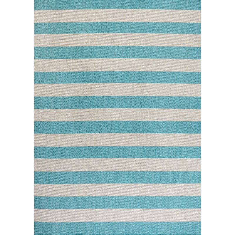 JONATHAN Y Vinales Two-Tone Wide Stripe Indoor/Outdoor Area Rug - 3 X 5 - Aqua/Cream