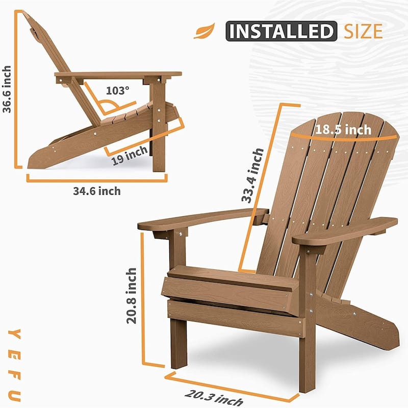 WINSOON All Weather HIPS Outdoor Plastic Adirondack Chairs Set of 2