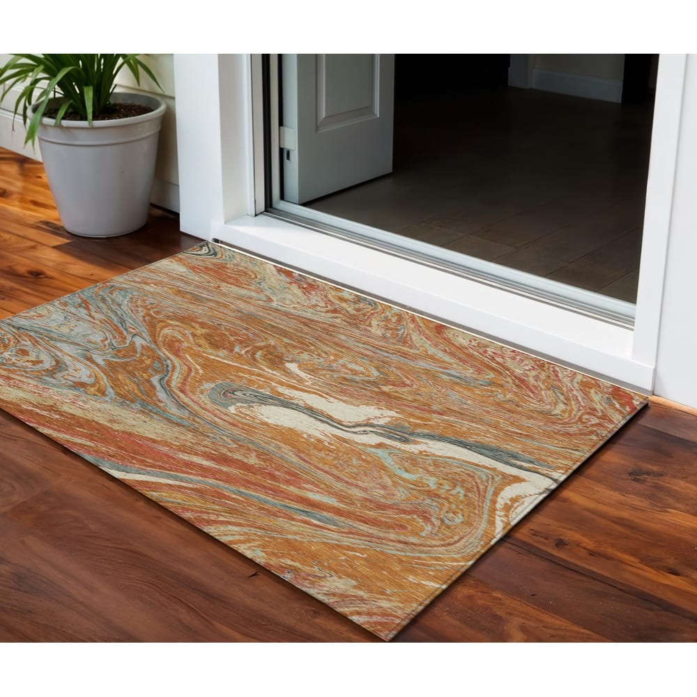 HomeRoots Abstract Transitional Rectangle Outdoor Rug