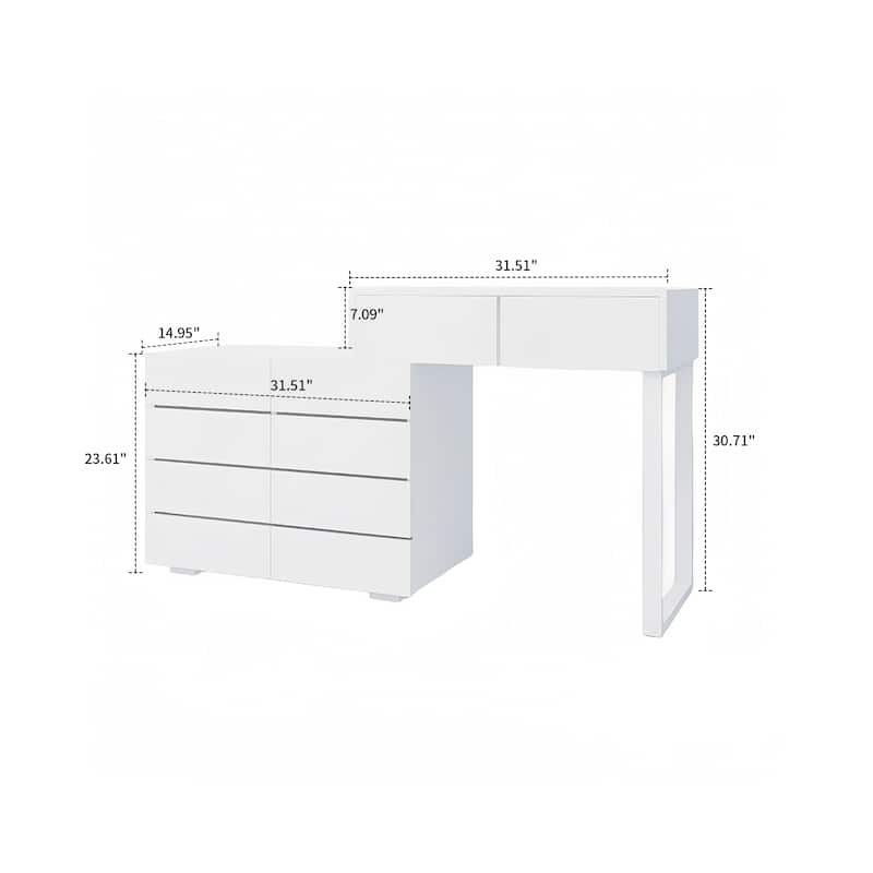 Minimalist Design Wooden Dresser with 10 Drawers, White