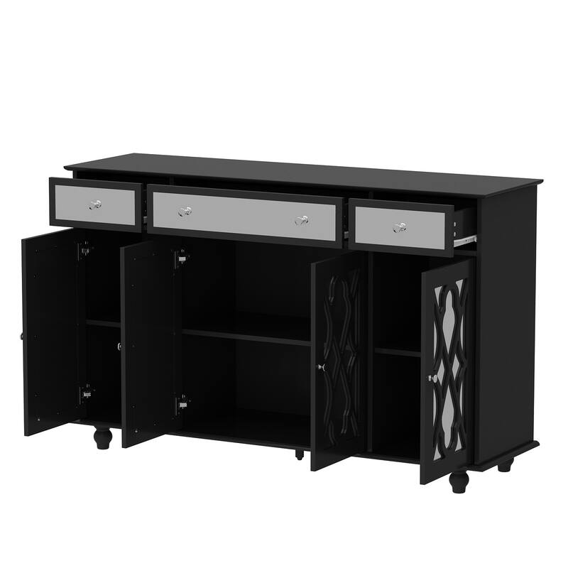 Timechee 55.1'' Accent Storage Cabinet Mirror Sideboard Buffet Cabinet