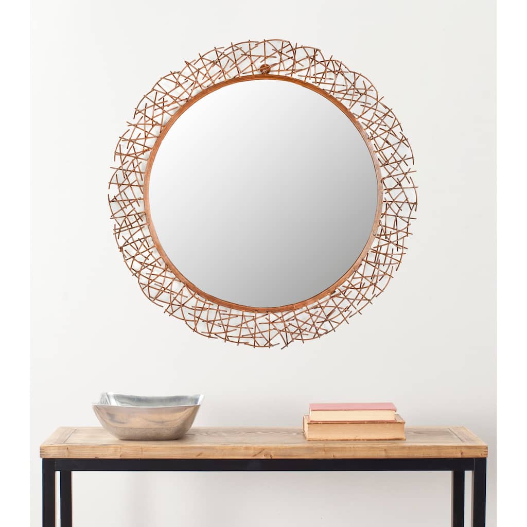 SAFAVIEH Handmade Krysten Art Twigs Copper 29-inch Round Decorative Mirror - 29" x 29" x 15" - 29Wx29Dx15H
