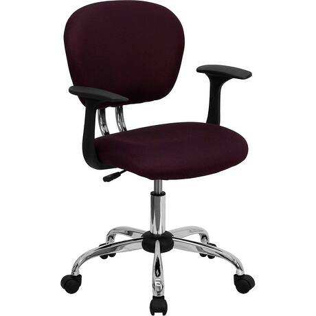 Offex Mid-Back Burgundy Mesh Task Chair with Arms and Chrome Base [OF-H-2376-F-BY-ARMS-GG]