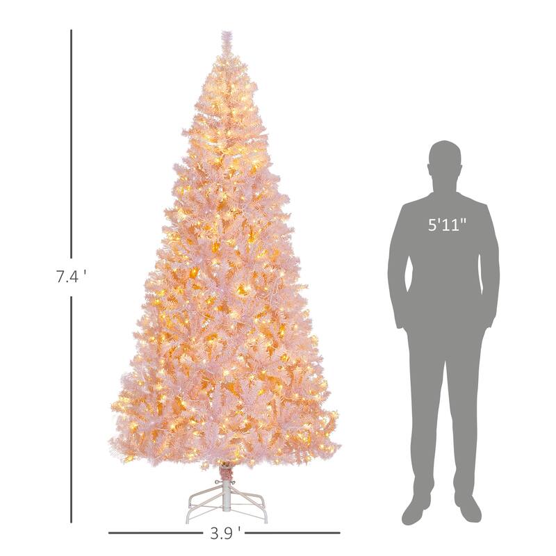 Artificial Christmas Tree with Realistic Branches,Warm White LED Lights - Pink