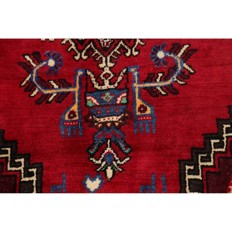 Geometric Balouch Persian Wool Area Rug Hand-knotted Foyer Carpet - 3'3" x 4'11"