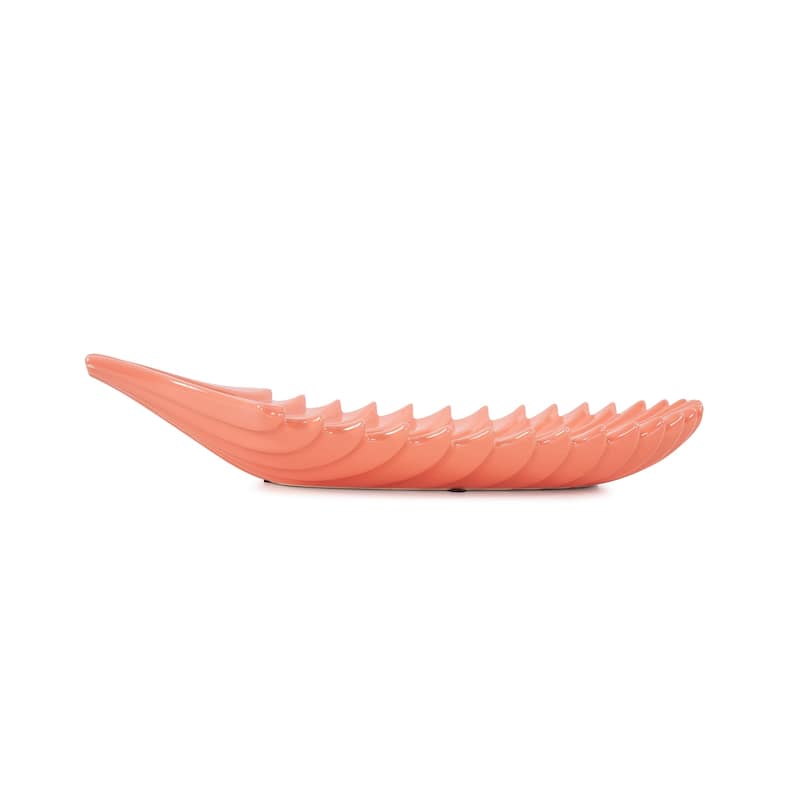 Allan Andrews Glossy Orange Ceramic Coral Reef Textured Tray - 14.25"W x 7.25"D