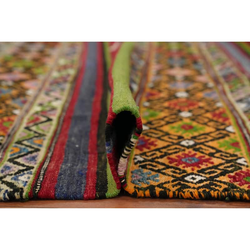 Hand Woven Oriental 100% Wool Carpet Southwestern Tribal Multi-Colored Kilim Area Rug - 7' 9'' X 5' 2''