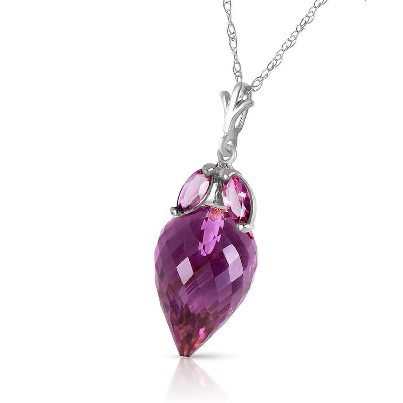 10 Carat 14K Solid Gold Necklace Marquis Pointy Briolette Amethyst