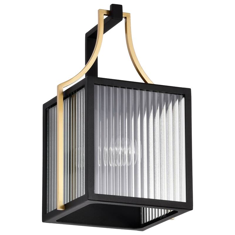 Holden Medium Outdoor Lantern Gold and Black Finish Clear Glass - Black / Gold