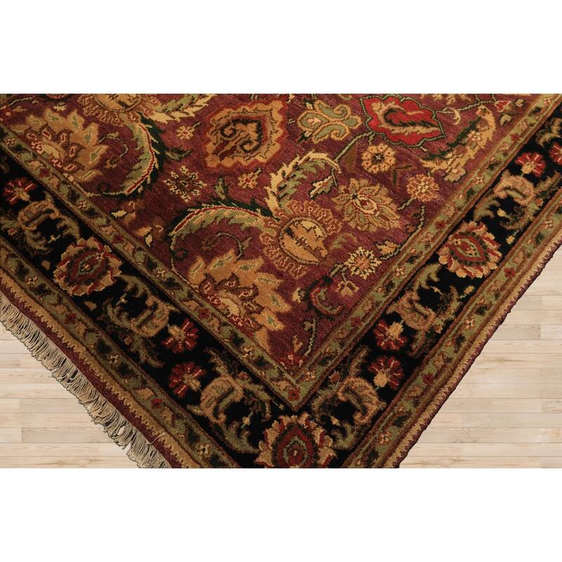 5'11''x8'10'' Hand Knotted Wool Plum Agra Botanical Plush Pile Oriental Area Rug - 5' 11'' x 8' 10''