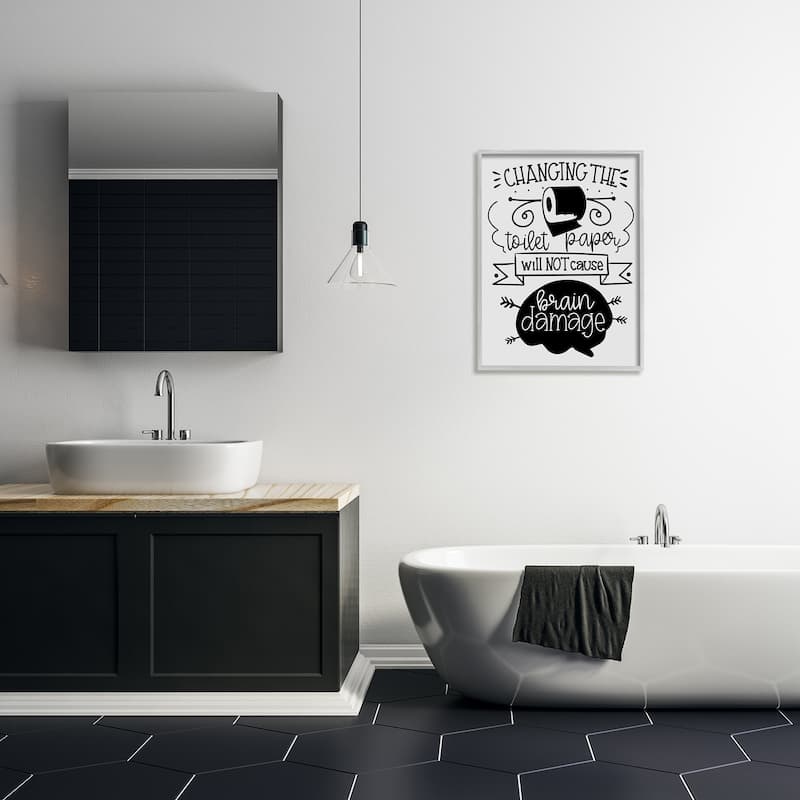 Stupell Change Toilet Paper Humor Framed Giclee Art Design by LSR Design Studio
