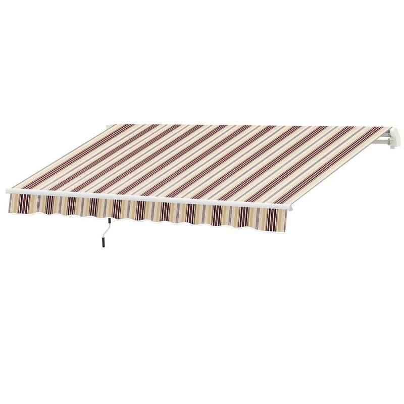 10' x 8' Retractable Patio Awning, Manual Crank, UV Waterproof Fabric
