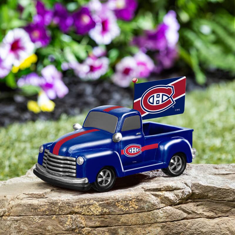 NHL Rally Truck Garden Statue with Team Flag - Montreal Canadiens