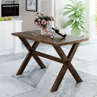 Farmhouse Rustic Wood Kitchen Dining Table with X-shape Legs - Bed Bath ...