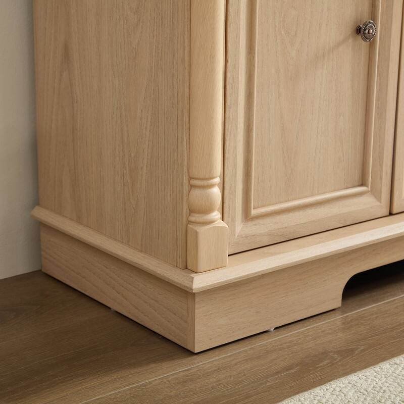 Farmhouse Roman Column Cabinet‌ – Wooden Storage Unit with Drawers & Doors, Coffee Bar & Wine Cooler for Kitchen or Hallway