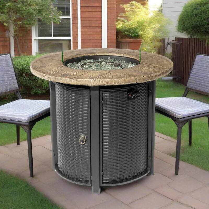 30" Propane Gas Fire Pit Round Steel Table with 50000 BTU