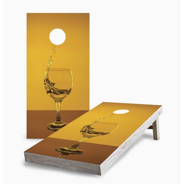 slide 2 of 7, White Wine Splash Cornhole Game (Choose Wraps or Boards) 2x4 Boards (24" x 48") - Include ALL Accessories