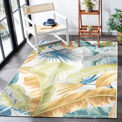 SAFAVIEH Barbados Souzan Tropical Indoor/ Outdoor Waterproof Patio Backyard Rug