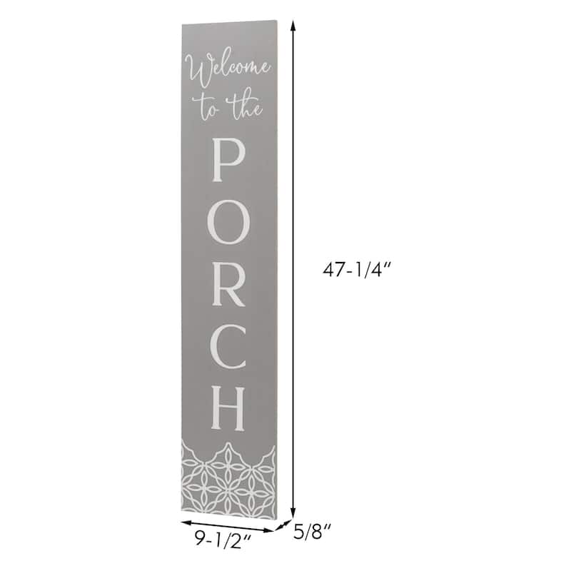 Farmhouse Welcome to the Porch Vertical Wood Wall Plaque, Brown and White