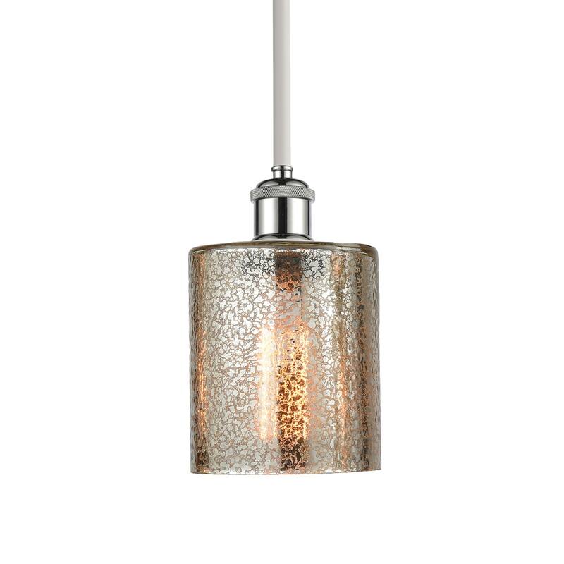 Innovations Lighting 516-1S-8-5 Cobbleskill Pendant Cobbleskill 5" - Mercury / White and Polished Chrome
