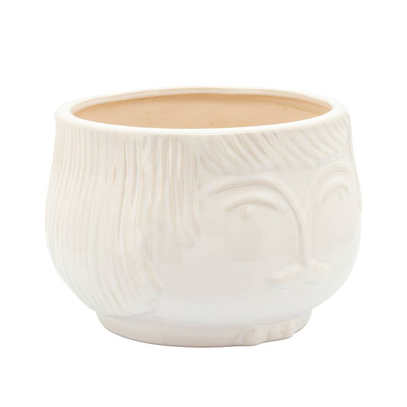 Sagebrook Home Modern Neutral Face Shaped Planter