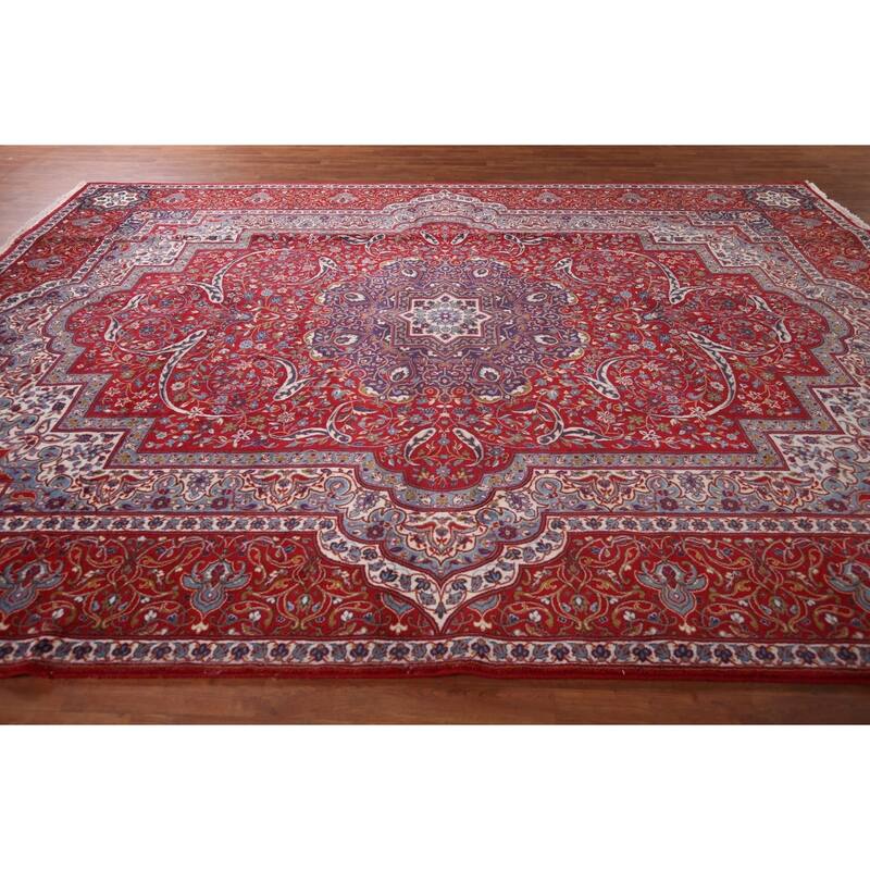 Victorian Style Red Kashan Turkish Rug Machine Made Traditional Carpet - 9'9" x 13'0"