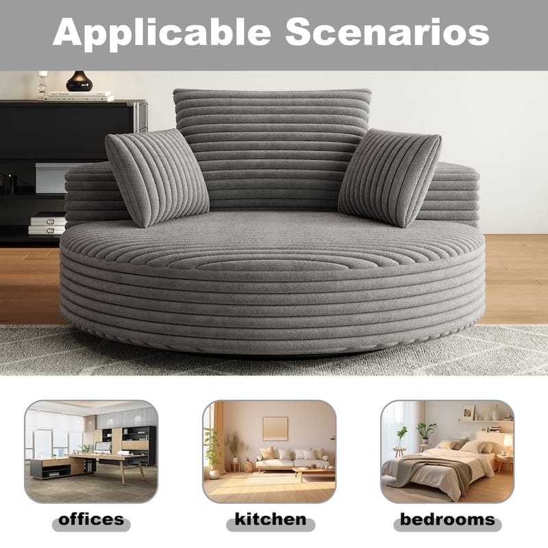 55''L Corduroy Chenille Foam Single Swivel Chair, Fluffy Modern Sleeper, 360 Degree Swivel Chair