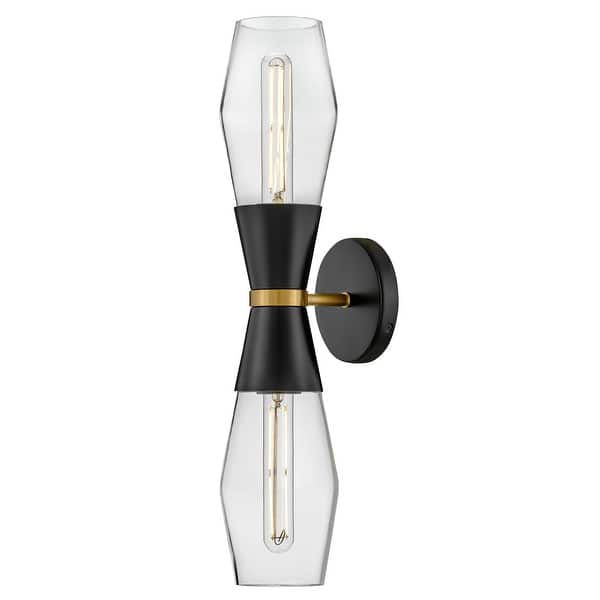 slide 2 of 10, Lark 83902 Livie 2 Light 22" Tall Wall Sconce with Clear Glass Shades Black