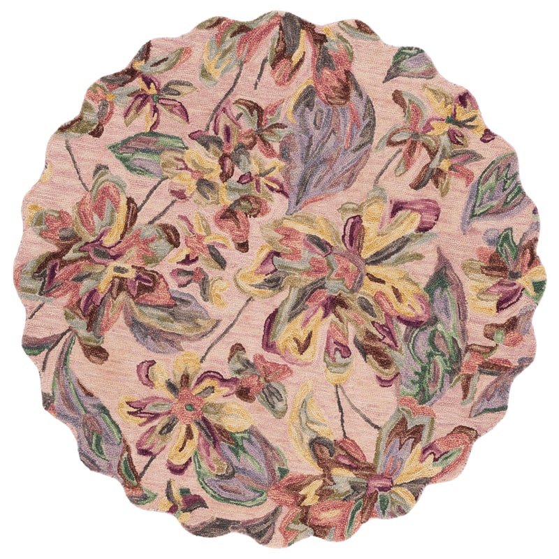 SAFAVIEH Handmade Blossom Clasien French Country Floral Wool Rug - 6' Round - Pink/Gold