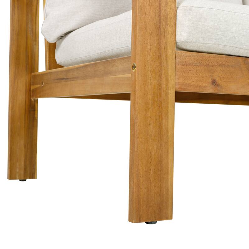 Christopher Knight Home - Ethan Outdoor 3-Piece Acacia Wood Sectional Sofa Set with Cushions