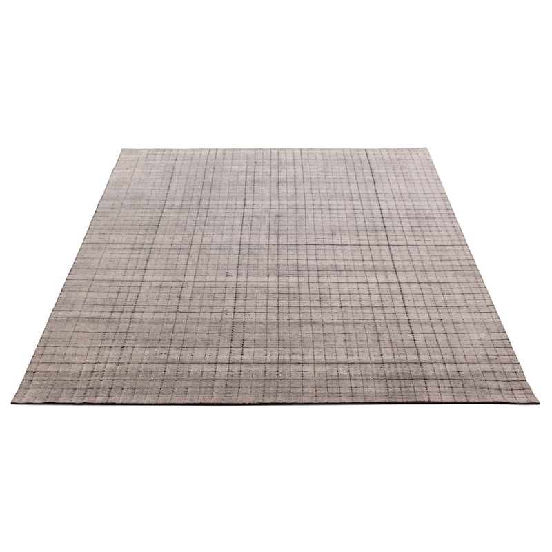 ECARPETGALLERY Hand Loomed Kashkuli Gabbeh Light Grey Silk Rug - 8'0 x 9'6