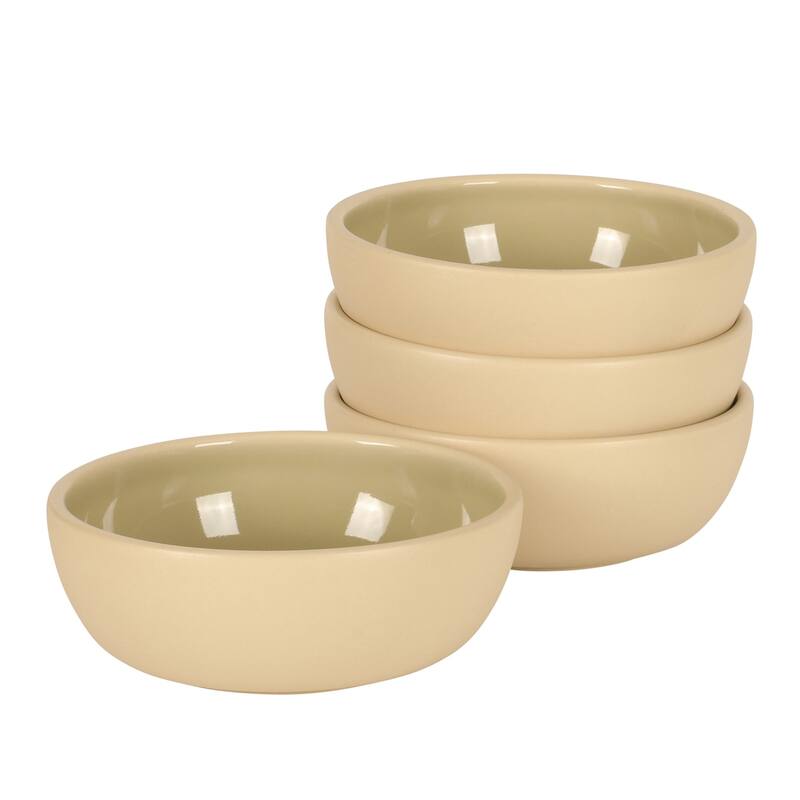 Gibson Elite - Made in Portugal - Port Gaia 4 Piece Cereal Bowl Set, 6.2" Stoneware Reactive Glaze, Dessert & Snack Bowls - Olive