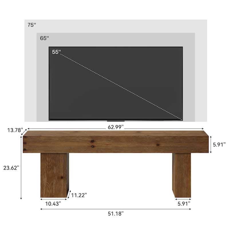 Solid Wood Television Stand for 55/60/65/75 Inch TVs, TV Entertainment Center Media Console Table for Living Room Bedroom