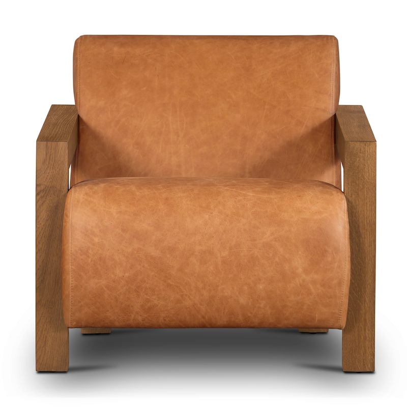 Poly and Bark Giza Lounge Chair - Italian Genuine Leather - Cognac Tan