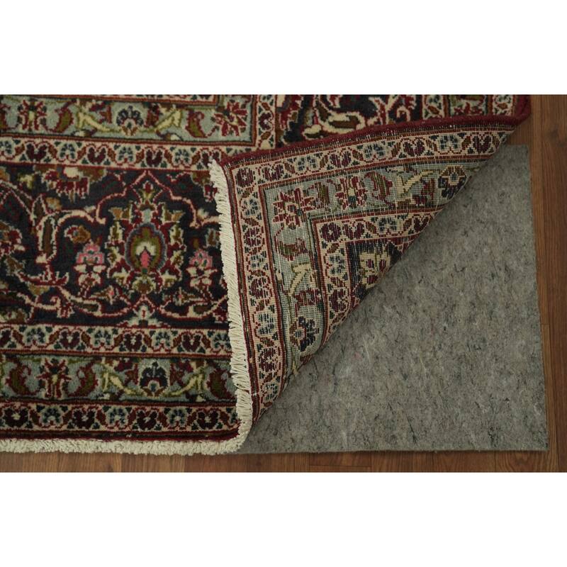 Hand Knotted Oriental 100% Wool Carpet Traditional Geometric Red Mashad Area Rug - 12' 10'' X 9' 1''