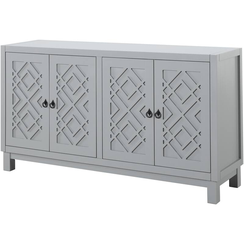 Large Storage Space Sideboard, 4 Door Buffet Cabinet with Pull Ring Handles