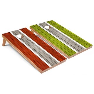 Orange and Lime Striped Outdoor Cornhole Set